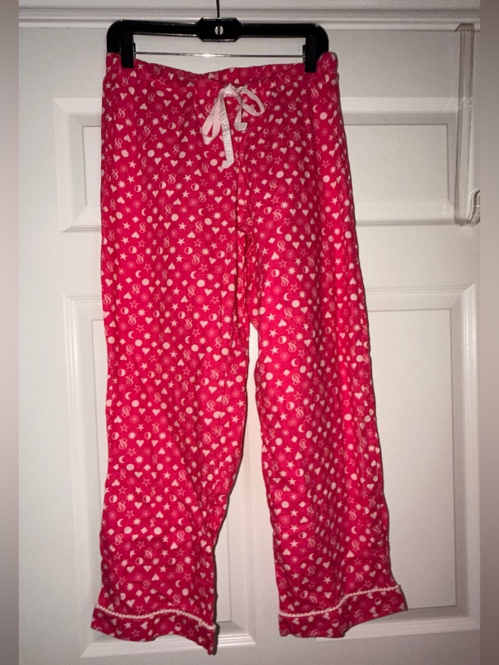 Y2K Victoria’s Secret Pink Pajama Set Hearts Stars VS Logo Medium Short - Picture 8 of 10
